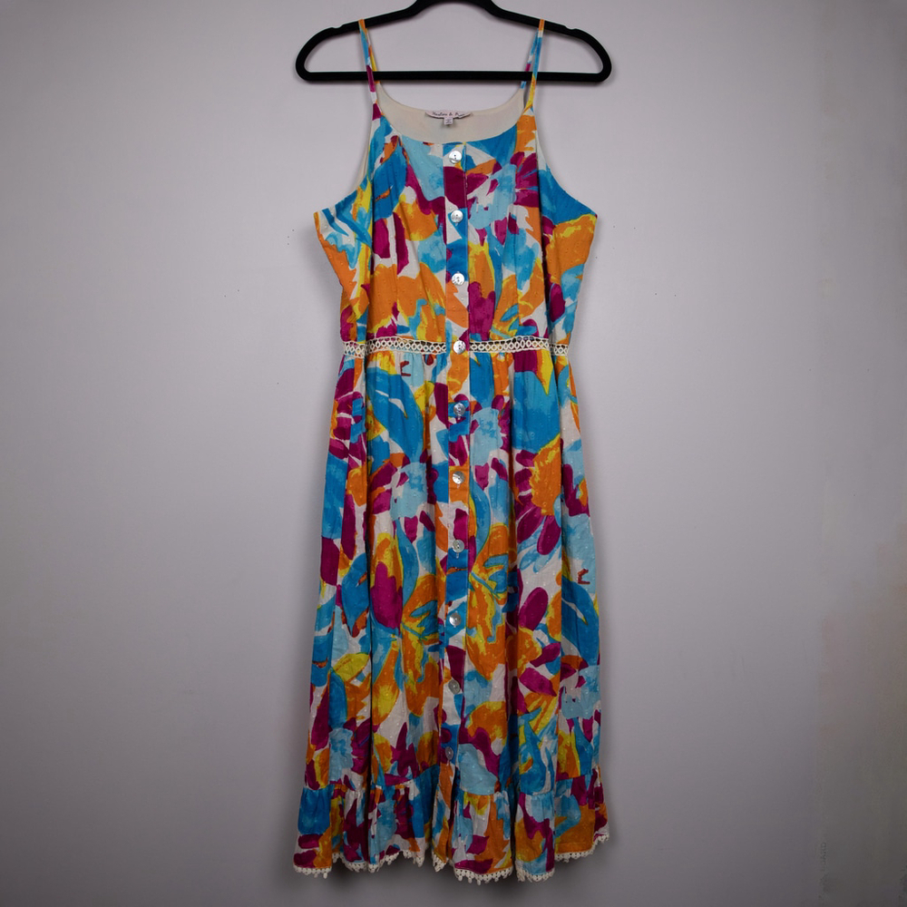Harlow & Rose floral spaghetti strap midi dress-L